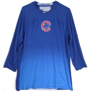 Chicago Cubs MLB Men's XL Blue Fitted Nike Pro Hypercool 3/4 Sleeve Performance